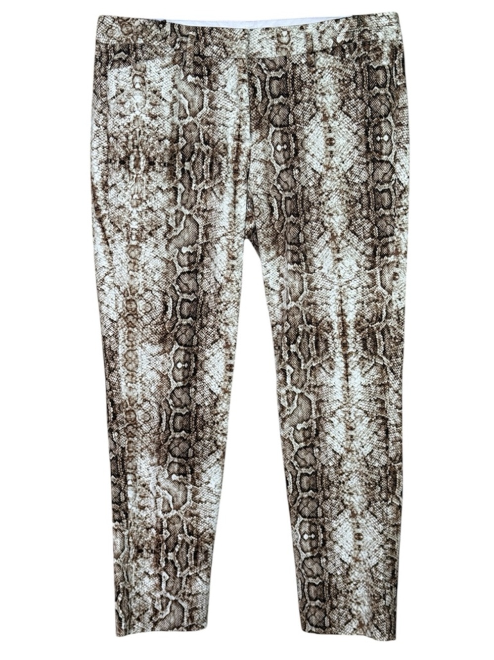 Worthington Brown Snake-Print Reptile Tailored Trouser Ankle Stretch Streetwear